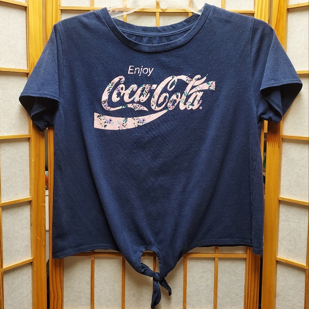 🥤 Enjoy Coca Cola floral tie crop top junior's L women's S/M
